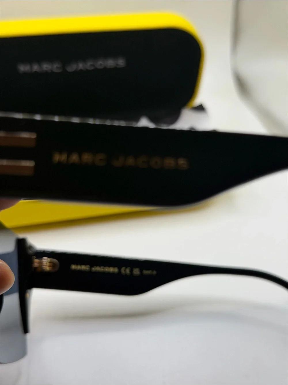 Marc Jacobs Black Shield Sunglasses with Yellow Case